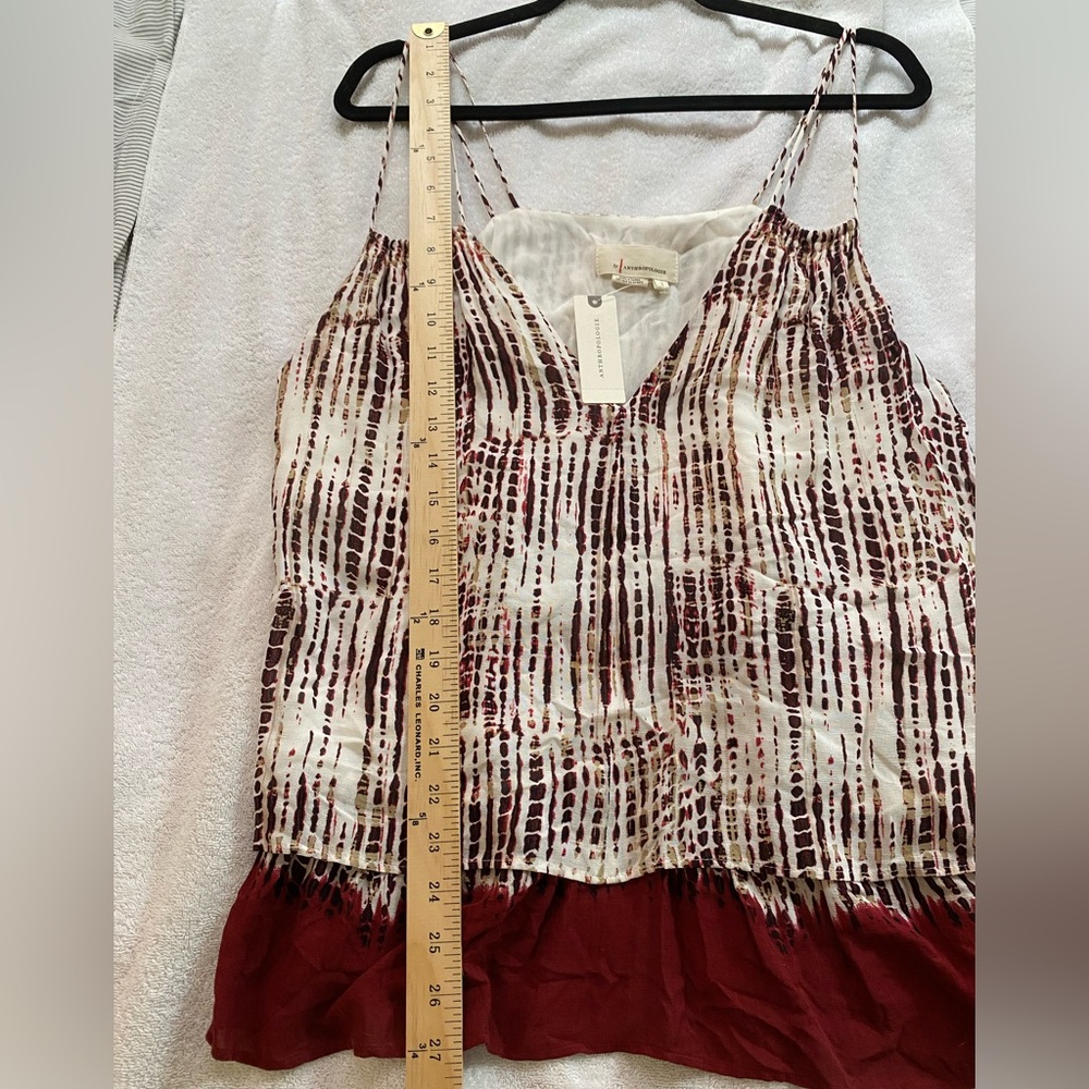 NWT‎ Anthropologie Olivia Cami Top White Red Layered Spaghetti Strap Boho Sz L - Picture 8 of 10